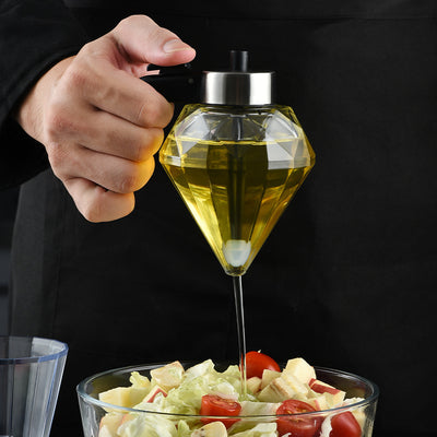 Ölspender, rautenförmige Glas-Ölflasche, Küche, Push-Design, Gewürzflasche